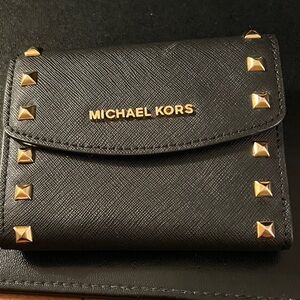 NWOT Michael Kors Black Wallet with Gold Accents